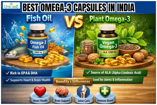Best Omega-3 Capsules in India | Fish Oil vs Plant Omega-3 | Benefits, Differences & Health Support