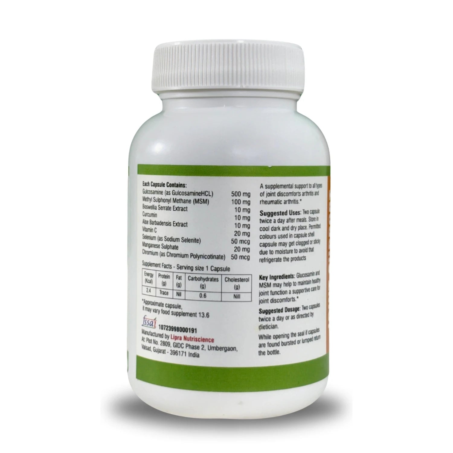 ingredients name with quantity use for joint support