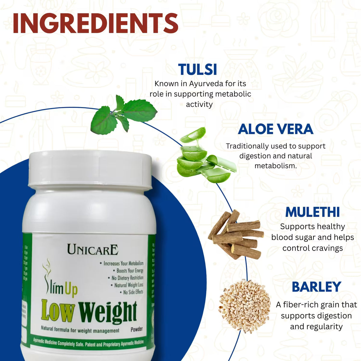 ayurvedic formula of low weight powder for healthy metabolism and digestion