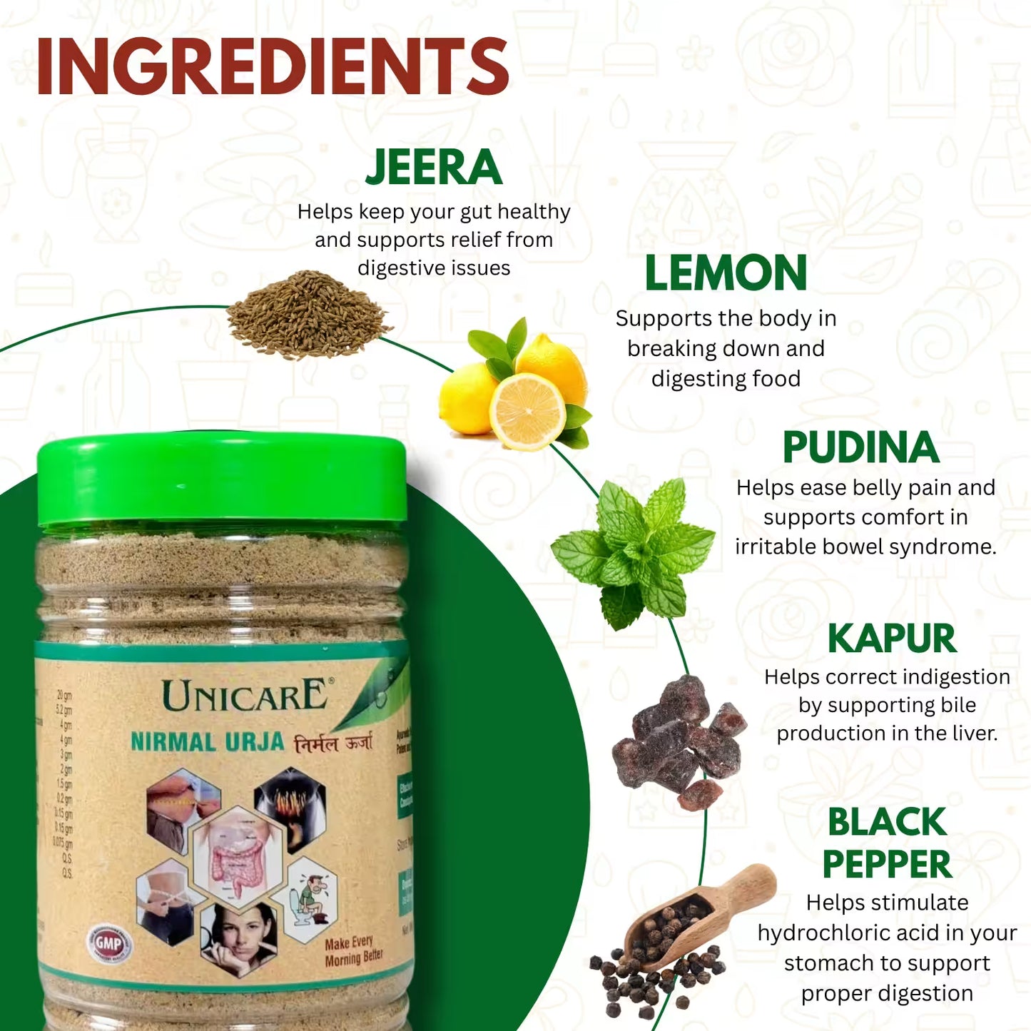 ayurvedic digestive churna for acidity, gas and constipation relief nirmal urja