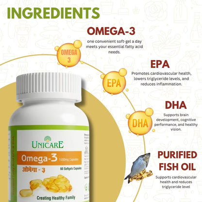 Omega 3 Capsules for Brain, Skin & Heart – Buy Online at Best Price