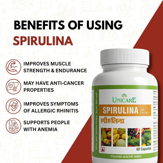 Spirulina Aloe Vera capsules for natural energy and wellness