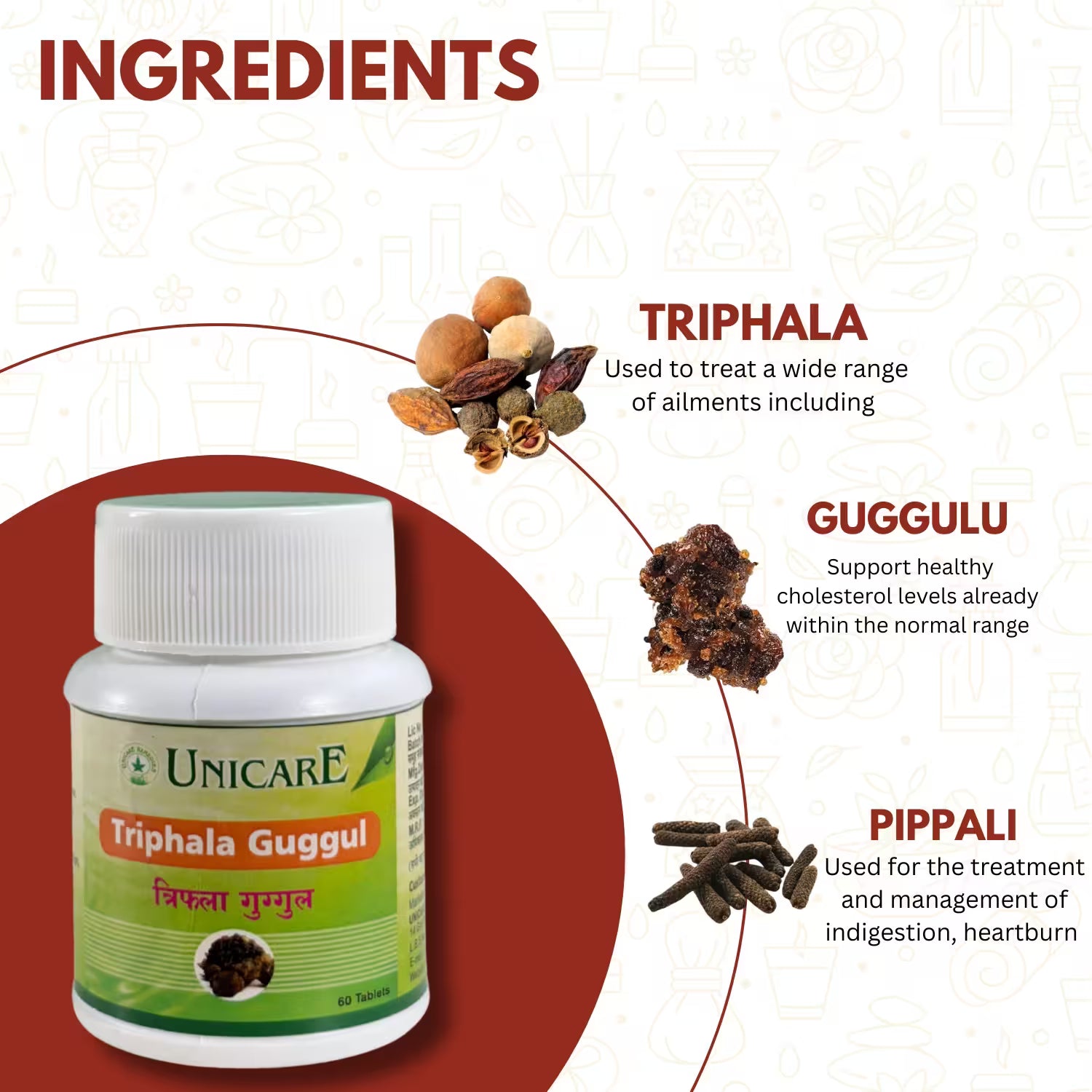 Triphala Guggul herbal tablets supporting healthy digestion and gastrointestinal comfort