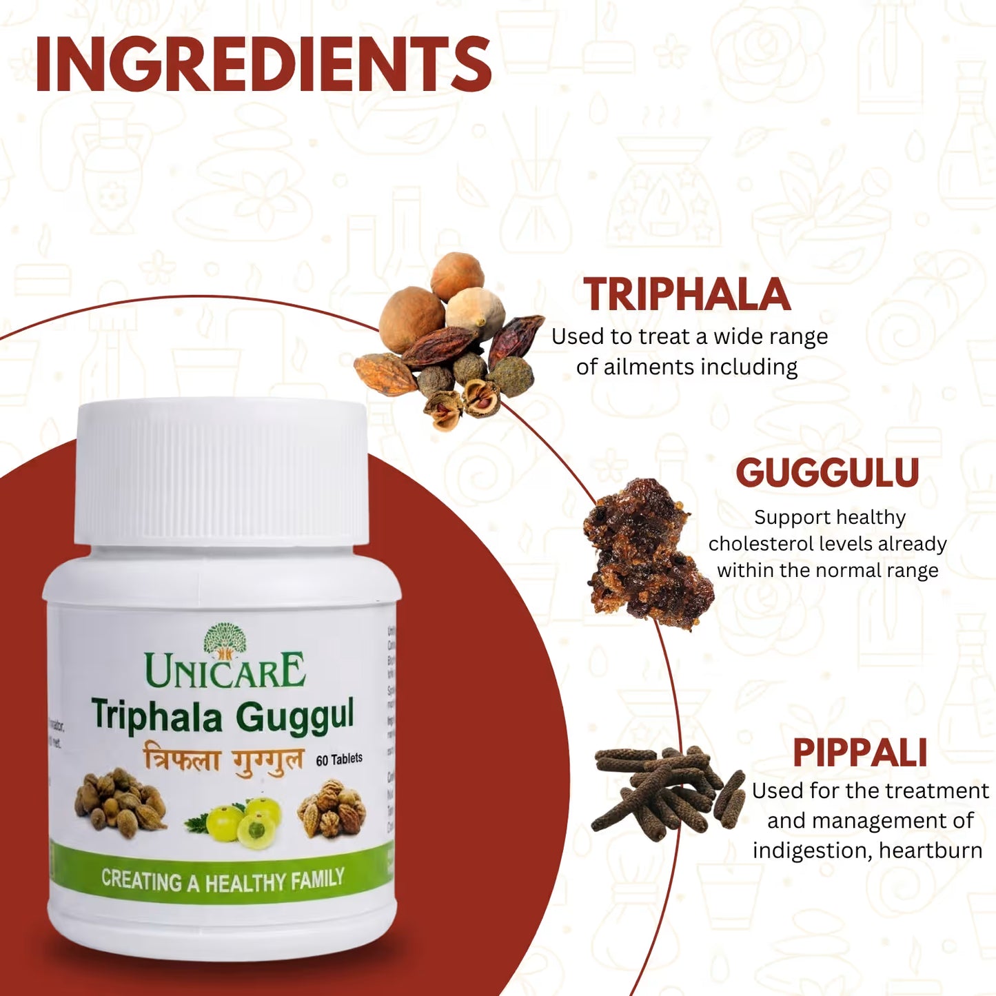 Triphala Guggul herbal tablets supporting healthy digestion and gastrointestinal comfort