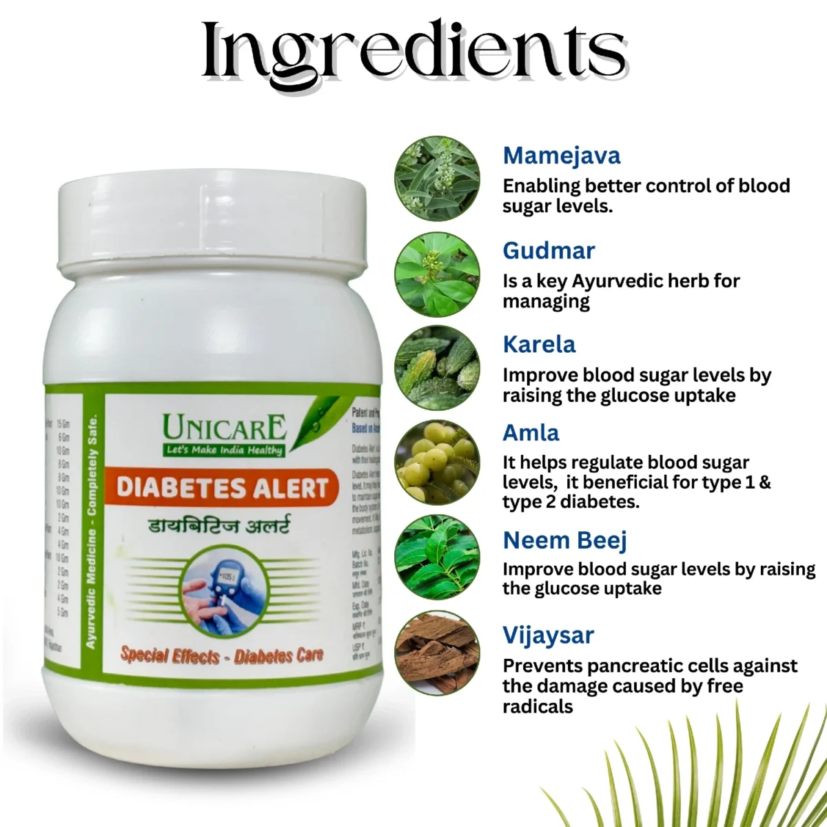 key ingredients use for diabetes alert