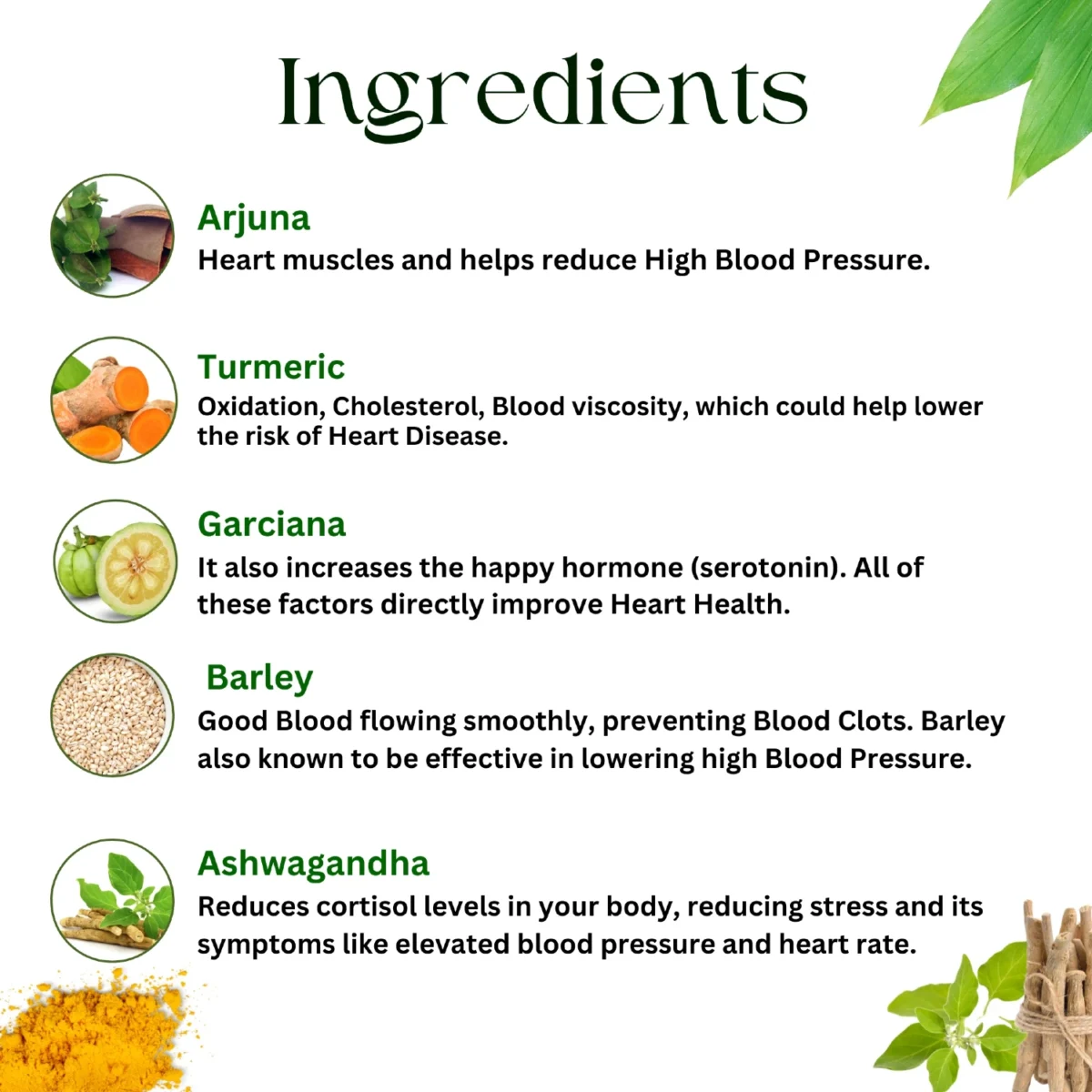 key ingredients use for heart care powder