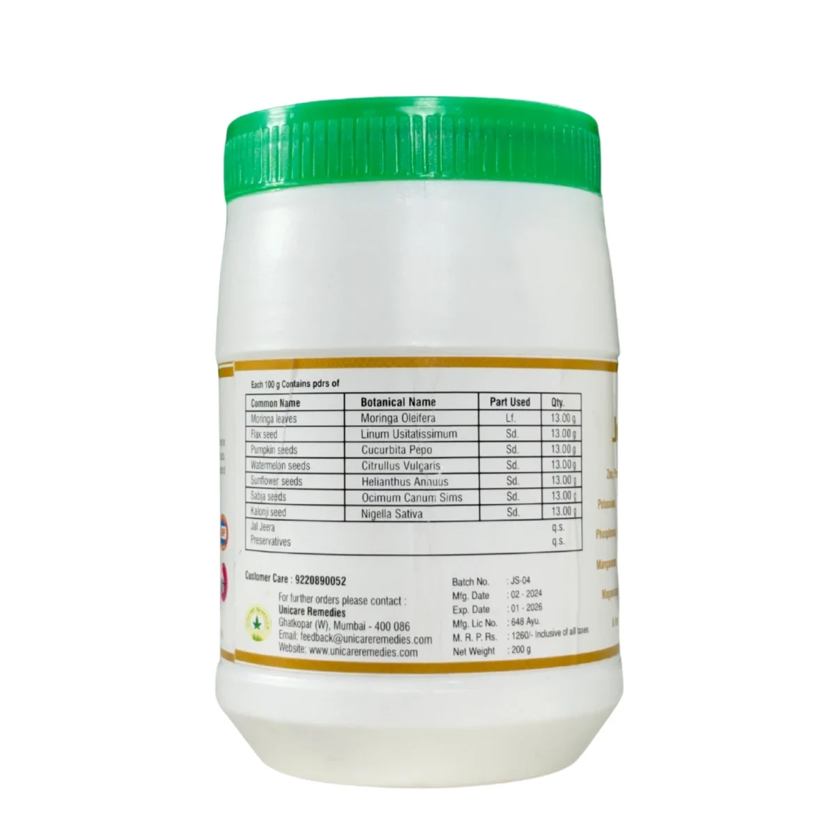 manufacturing and ingredients name with quantity use for jeevan satva