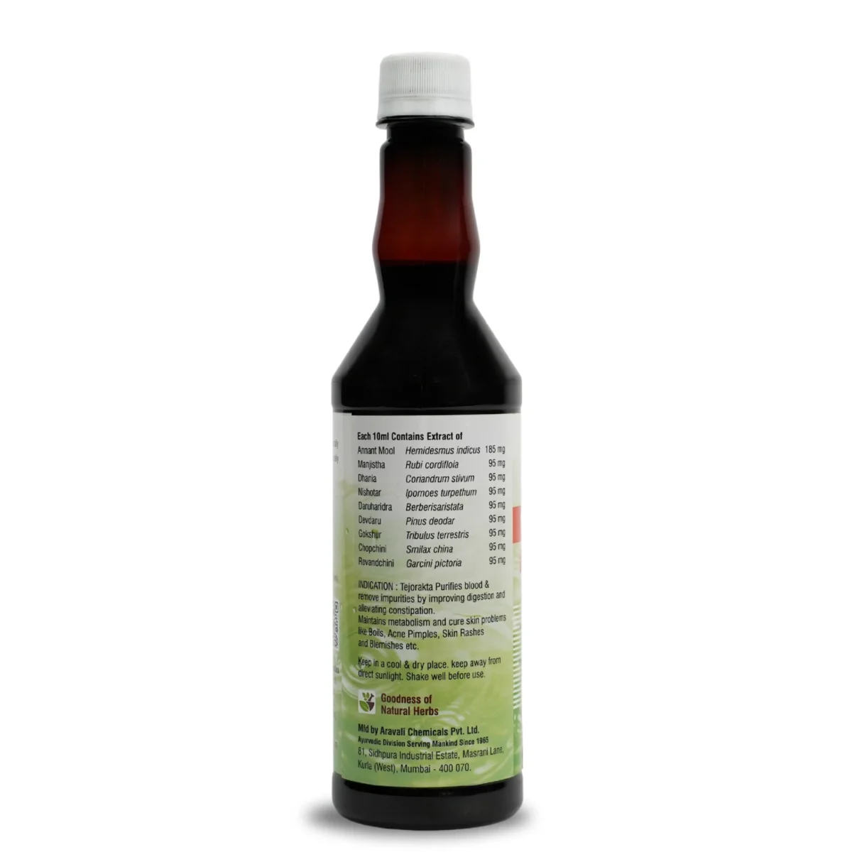ingredients name with quantity use for tejorakta herbal syrup